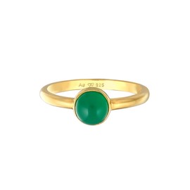 Elli Elli Premium Ring Women's Solitaire Basic Green with Agate Gemstone in Rhodium-Plated 925 Sterling Silver, Sterling Silver stone Sterling silver, None