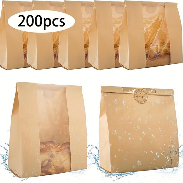 100/150/200 PCS Large Paper Bread Bags, 13.7 x 8.2 x