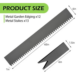 Landscape Edging Kit, Galvanized Steel Edging Landscape Lawn Edging Powder for Lawn Yard, Coated Bendable Metal Strips, No-Dig Hammer-in Edging Border w/Clips (6 INCH 12 PCS, Gray)