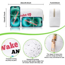 Makeup Lover Gifts Wake up and Make up Cosmetic Bag Inspirational Gifts for Women Makeup Bag Positive Presents for Friend Daughter Sister Birthday Graduation Christmas Friendship Presents Travel Pouch