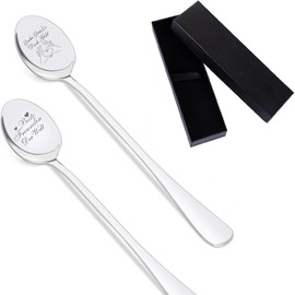 Gifts for Girlfriend, Set of 2 Coffee Spoons with Engraving - Beste Freundin Der Welt & Danke Dass Es Dich Gibt, Gift Girlfriend Birthday Christmas