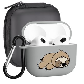 MAYCARI Cute Sleep Sloth Case for AirPods 3rd Generation with Keychain, Cartoon Animal Design Protective Soft TPU Cover for Women Girls