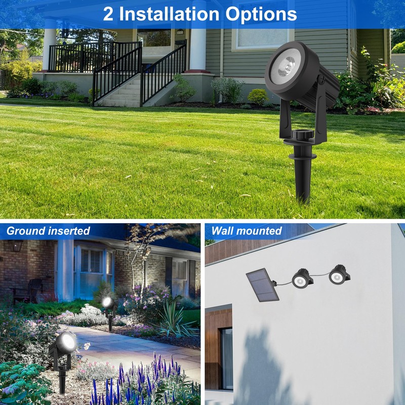 CREPOW Solar Spot Lights Outdoor, 4-in-1 Solar Landscape Spotlight Waterproof