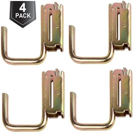 4 Pack E-Track Steel J-Hooks,Tie-Down Accessories w/E-Track Spring Fitting Attachments for X-Track Systems Tie Down Anchor Points Pickup,Cargo Van,Enclosed Trailers,Semi-Trucks Trailer Hang Tools
