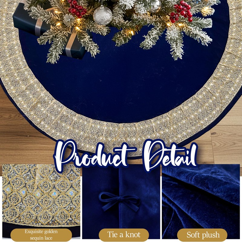 OurWarm 72Inch Christmas Tree Skirt, Extra Large Velvet Tree Base
