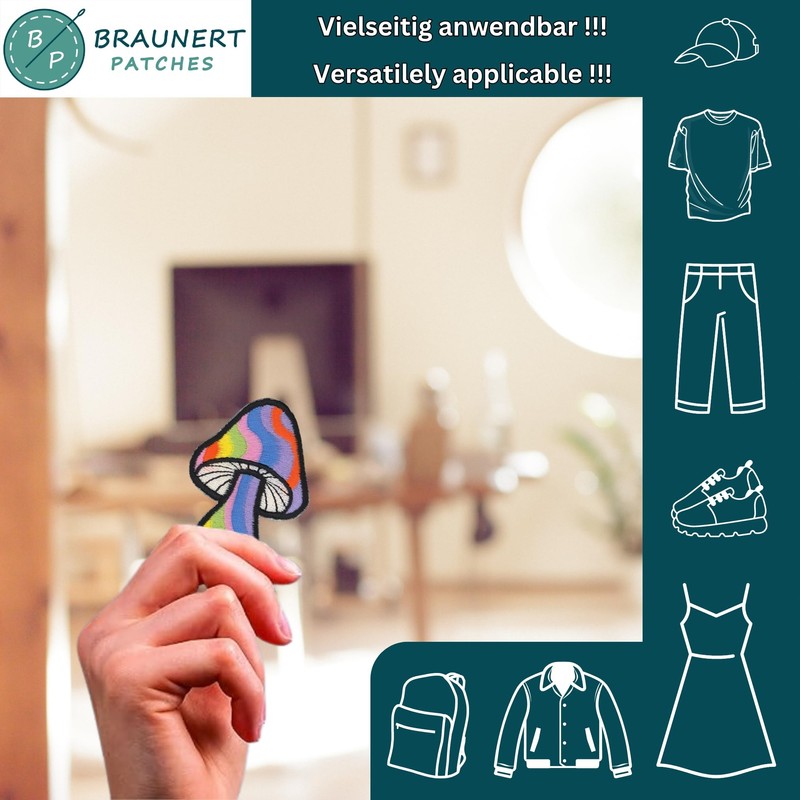 Mushroom Colourful Iron-On Patch, Iron-On Patch, Iron-On Patch, Appliqué Patch,