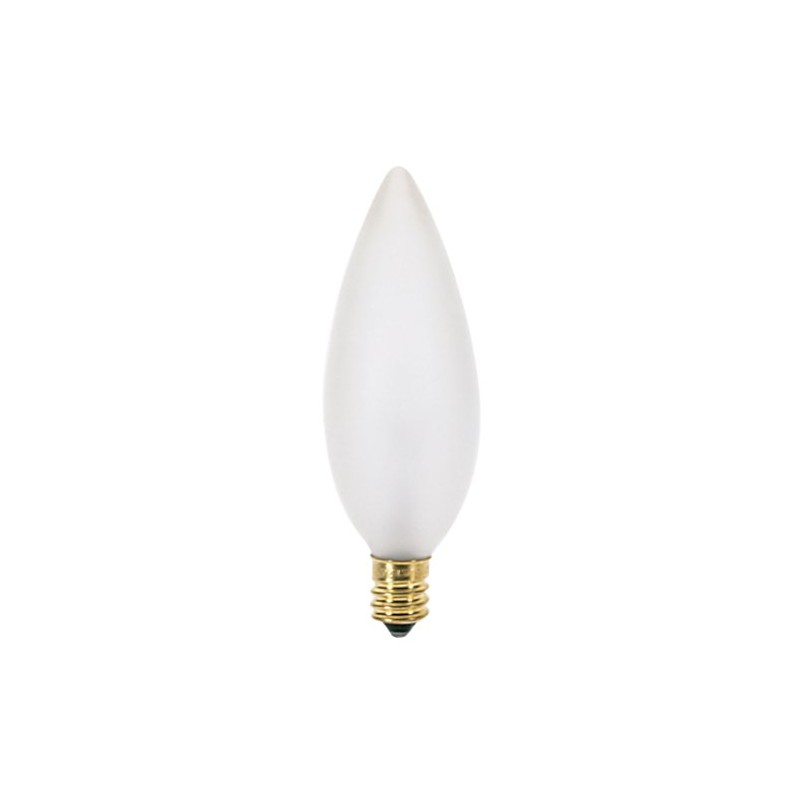 Satco S3285 120V Candelabra Base 25-Watt B9.5 Light Bulb, Frosted,