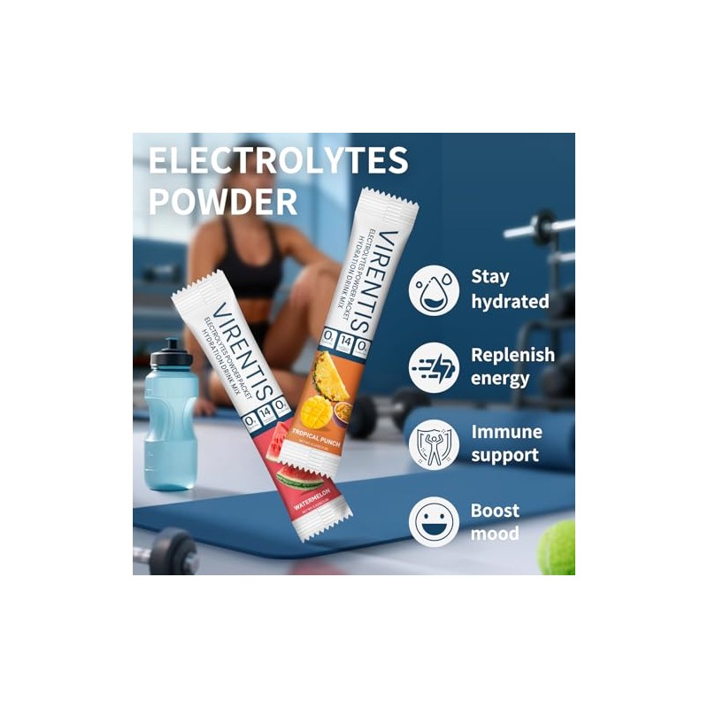 16 Sticks Electrolytes Powder Packets Sugar Free Hydration Packets, 8