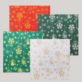 Christmas Fabric 10 PCS,Xmas Snowflake Fat Quarters Fabric Bundles 7.9 x 7.9 Inch,Christmas Green Red Sewing Material Cotton Linen Fabric Squares Patchwork for Sewing Quilting DIY Crafts