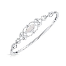 DTPsilver - Women's Bangle / Bracelets 925 Sterling Silver - Celtic Trinity Knot - Celtic Collection - Various Natural Gemstones Available, Sterling Silver 925 Sterling Silver Moonstone, Moonstone