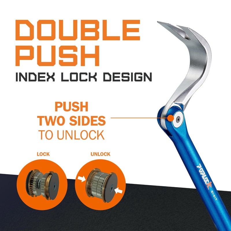 POPLOCK 17-inch Pry Bar and V-Claw Nail Puller, Indexing Cats