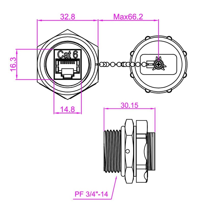 InstallerParts CAT6 RJ45 Shielded Industrial Panel Mount Bulkhead Ethernet Female