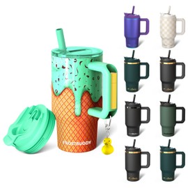 Thicc Buddy - 16 oz Stainless Steel Vacuum Insulated Tumbler with Lid and Straw for Water - Travel Mug Cupholder Friendly - Gifts for Women Men Him Her