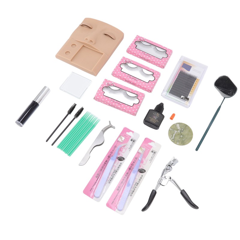 3 in 1 Eyelash Extension Kit Mannequin Head False Lashes