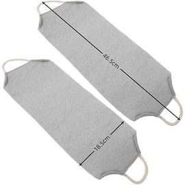 2 toallas exfoliantes extralargas, paño exfoliante de limpieza profunda, exfoliante reutilizable, limpiador de espalda para eliminar la piel muerta Loopunk (gris)