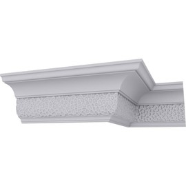 Sample - Endurathane Clementine Crown Moulding, 4 1/8"H x 3 3/4"P x 5 1/8"F x 12"L, Factory Primed