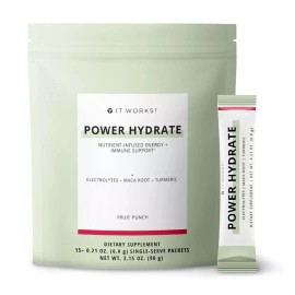 It Works! Power Hydrate Fruit Punch 15 Single Servings Factory Sealed Bag.......
