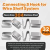 Yudylg 32 Pack Connecting S Hook for Wire Shelf System,Wire