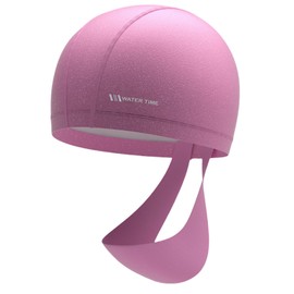 WATERTIME Fabric Swim Cap for Adult Women Men, Silicone Waterproof Layer, Cloth Swim Cap Gifts for Swimmers, Lightweight and Comfortable, Perfect for Pool, Beach, Lap Swimming (Pink)