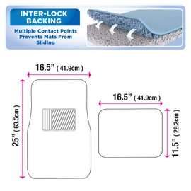 BDK MT-120-CC Interlock Car Floor Mats-Secure No-Slip Technology for Automotive Interiors Inter-Locking Carpet, 4 Piece, Charcoal
