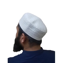 ADOTO Kufi Hat for Men Soft Kofi Prayer Hat for Men Muslim Hat for Men Beanie Ramadan Topi Prayer Cap Muslim Cap for Prayer White, Medium
