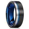 King Will Loop Black Mens Tungsten Ring Blue Groove Wedding