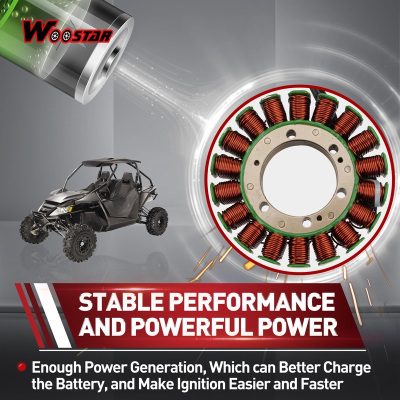 WOOSTAR 18 Coil 5 Wire Magneto Stator Replacement for Wildcat