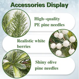 Flopttsun 6FT Pre-lit Christmas Pine Garland with Olive Berry,Battery Operated Garlands Xmas with Timer,Faux Greenery Vine for Home Mantle Fireplace Stair Decor
