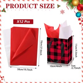 Tenare Tenare 12 Pcs Small Gift Bags Mini Metallic Paper Bag with Handle Tissue Happy Valentine's Day Easter Spring Party Favor(4 x 2.75 x 4.5 Inch,Red Black)