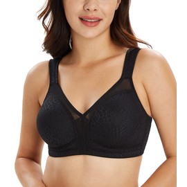 Lemorosy Full Coverage Non Padded Wireless Minimizer Bra Women's Plus Size Bras Comfort and Double Support for Large Bust(Black,42F)