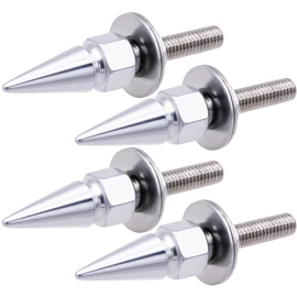 MEAJOO 4Pcs Spike License Plate Screw Fasteners Kit, Decorative Anti-Theft Stainless Steel & Aluminum Alloy Frame Bolts Fits Most Vehicles, Trucks, and Motorcycles(Silver)