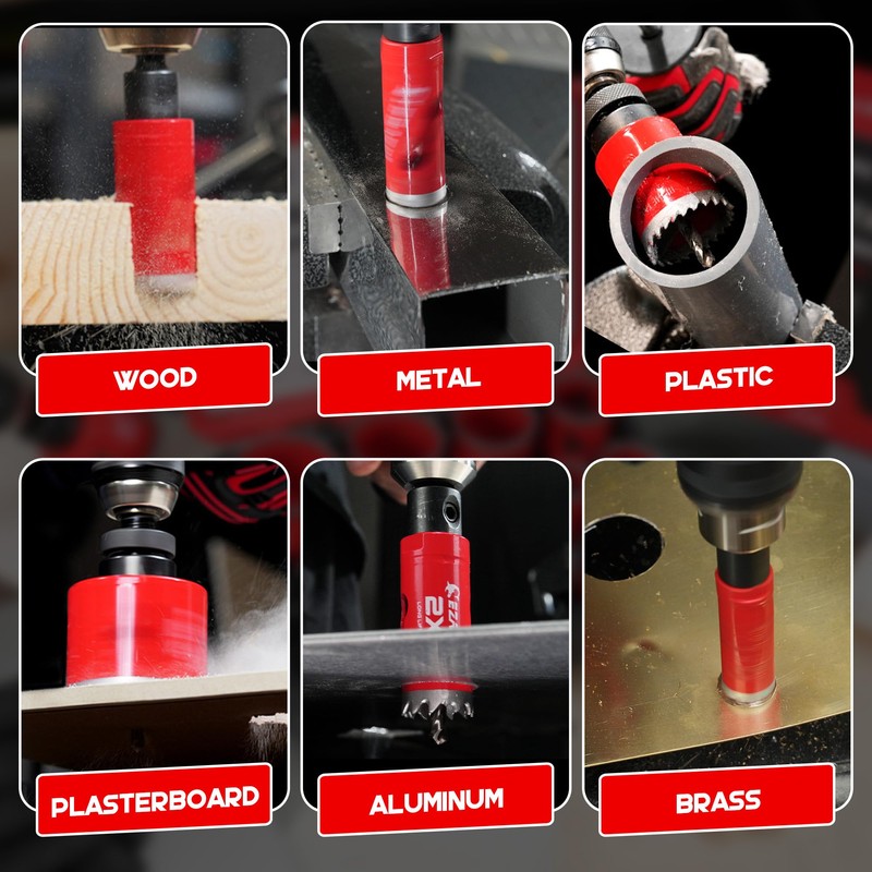 EZARC Hole Saw Kit, 16Pcs Bi-Metal Hole Saw Set with