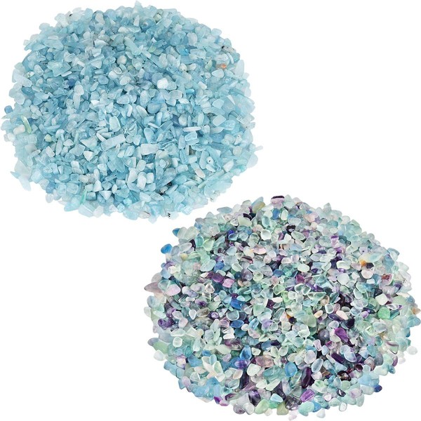 SUNYIK Fluorite/Aquamarine Chips Stone Crushed Healing Crystal Quartz Rocks Reiki