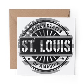 1 x Greeting Card BW - St. Louis Missouri USA American Flag - Blank Birthday Celebration Anniversary #40541