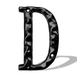 House Numbers for Outside/Cast Iron Home Address Number-5.5 Inch Metal Mailbox Number/Black/Letter D