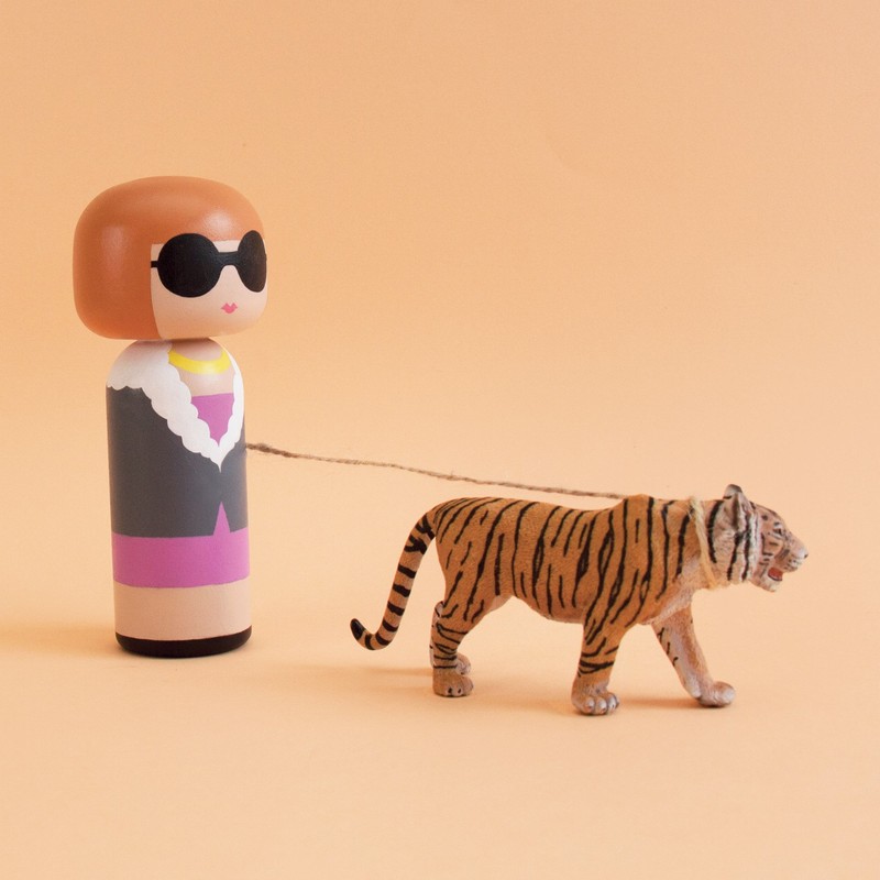 Lucie Kaas Coco Wooden Figure, Wood, Multi-Colour, 14.5 cm