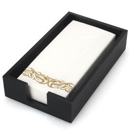Guest Paper Towels Holder for Bathroom Napkin Tray Black Wooden Napkins Holder for Table Modern Disposable Hand Towel Holder Flat Wood Cloth Napkin Holder Kitchen Towel Dispenser Bathroom Decor Tray