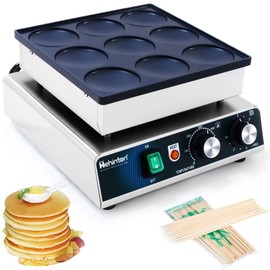 Hehinton® 9-Hole Pancake Maker, Φ76mm Dorayaki Pancake Machine, Temp Control 122-572°F, 0-5 Min Timer, 850W Non-stick Electric Poffertjes Pan for Home Kitchen Restaurant Snack Bar Party
