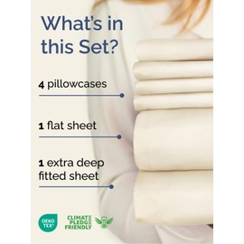 Extra Deep King Sheet Set - 6 Piece Breathable & Cooling Sheets - Hotel Luxury Bed Sheets Set - Easy & Secure Fit - Soft, Wrinkle Free & Comfy Sheets Set - Off White Sheet Set with Extra Deep Pockets