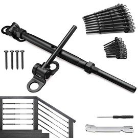 BLIKA 15 Pair 1/8" Black Cable Railing Kit Swage Toggle Turnbuckle Hardware, Adjustable Angle T316 Stainless Steel Cable Railing Kits for 2"x2", 4"x4" Wood Posts, Black Deck Railing Kit for Stairs