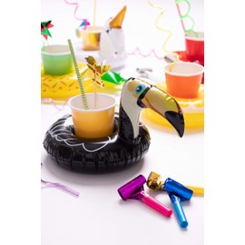 Folat 20728 Inflatable Floating Toucan Cup Holder Multi Colors, Black