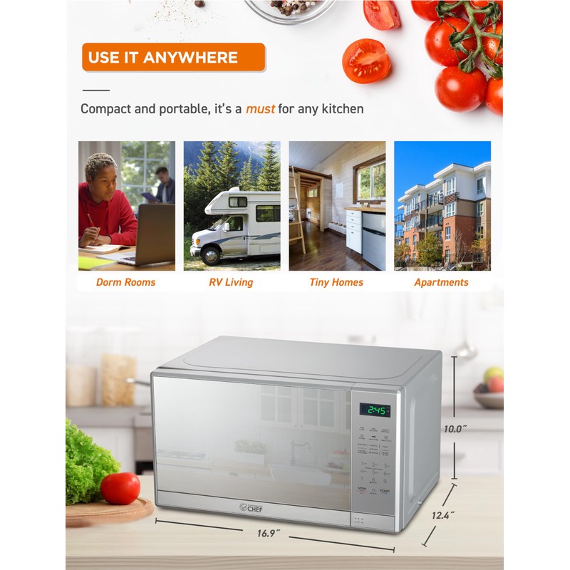 COMMERCIAL CHEF 0.7 Cu Ft Microwave with 10 Power Levels,