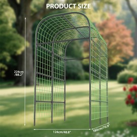 Garden Arch Trellis, 7.3Ft Metal Cucumber Trellis for Raised Bed with Plastic Connectors, Plant Support for Climbing Vegetables, Black