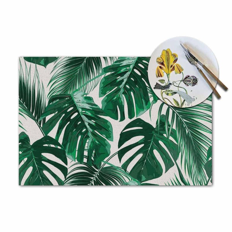 Walmsco Placemats Green Palm Leaves Decor For Dining Room Kitchen