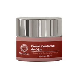 Crema Contorno De Ojos +60años MatiMati Ácido hialurónico, Alantoína, Pantenol, Vitamina E, Aloe Vera, Escualano, Hemiescualano, Repara, Antiarrugas, Colágeno 20 ml