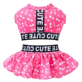 CuteBone Two Piece Dog Sports Dress Athleisure Puppy Skirt Lightweight Small Dogs Girl Clothes Cat Apparel SPS12M