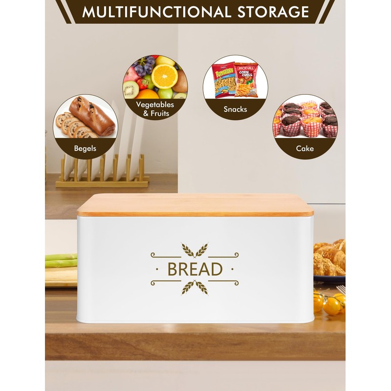 Candco 3 in 1 Bread Box with Bamboo Bread Slicer,