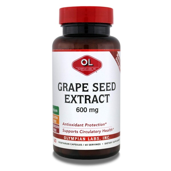Olympian Labs Grape Seed Extract 600mg, Supports Heart & Immune Health, 60 Count