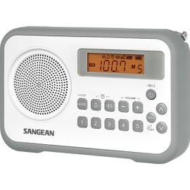 SANGEAN PR-D18 AM/FM/Portable Digital Radio with Protective Bumper (White/Gray)