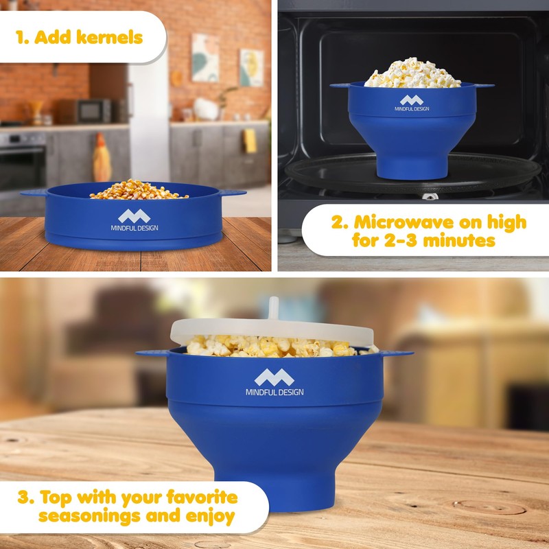 The Original Mindful Design Collapsible Microwave Popcorn Popper - Silicone